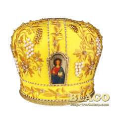  Miter is yellow with decorative stones and icons №92