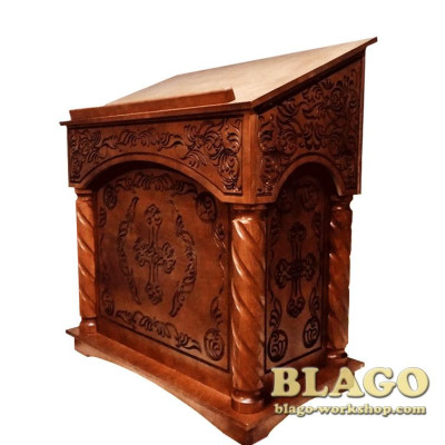 Аналой центральний (тетрапод) дерев'яний з гравіруванням, 90х50х120 см