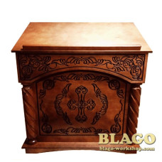 Аналой центральний (тетрапод) дерев'яний з гравіруванням, 90х50х120 см