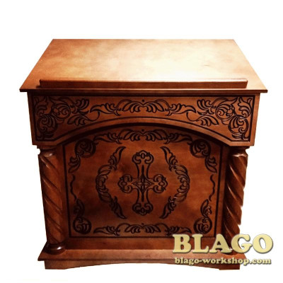 Аналой центральний (тетрапод) дерев'яний з гравіруванням, 90х50х120 см