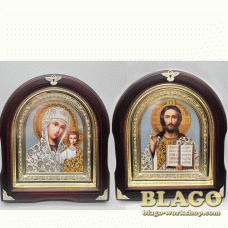 Ікони вінчальні Спаситель, Казанська арка у фігурній рамі, 26×29 см