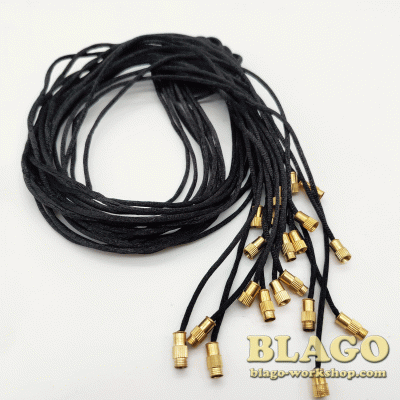 Шнурок для креста, шелковый с закруткой, черный, 60 см