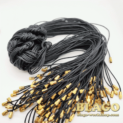 Шнурок для креста, провоскированный с закруткой, черный, 60см