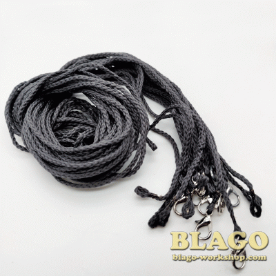 Шнурок для креста, с карабином, черный, 70 см