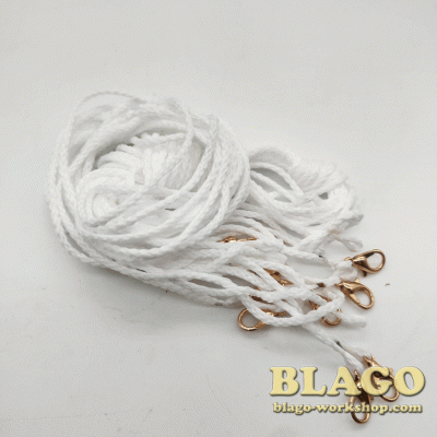 Шнурок для креста, с карабином, белый, 70 см