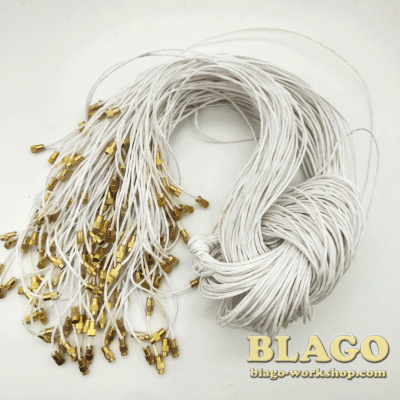 Шнурок для креста, шелковый с закруткой, белый, 60 см