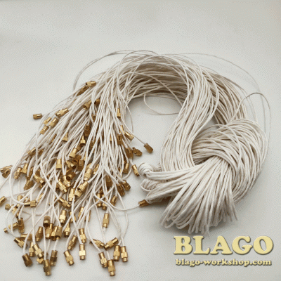 Шнурок для креста, провоскированный с закруткой, белый, 70 см