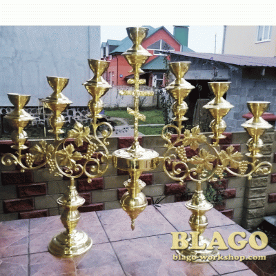 Семисвічник напрестольний з хрестом на дві ніжки, 94х80 см