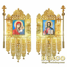 Church banners (gonfalon) with icons of Jesus Christ and the Mother of God "Kazanskaya", 55х125 cm