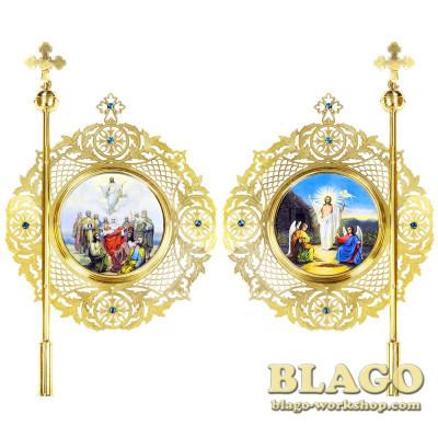 Хоругви церковні латунні круглі, комплект, 54х65 см