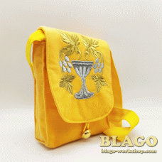 Velvet Case with Grape Embroidery yellow, 11,5х4х16 cm