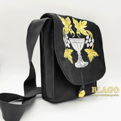 Сумка для дароносиці з вишивкою чорна, 11,5х4х16 см