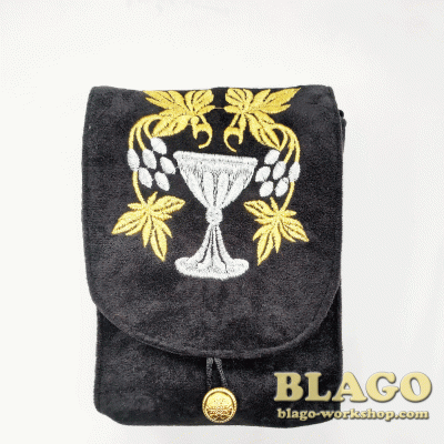 Сумка для дароносиці з вишивкою чорна, 11,5х4х16 см