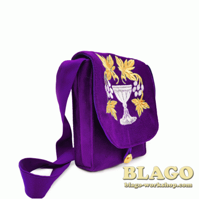 Сумка для дароносиці з вишивкою фіолетова, 11,5х4х16 см