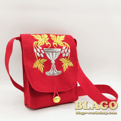 Velvet Case with Grape Embroidery red, 11,5х4х16 cm