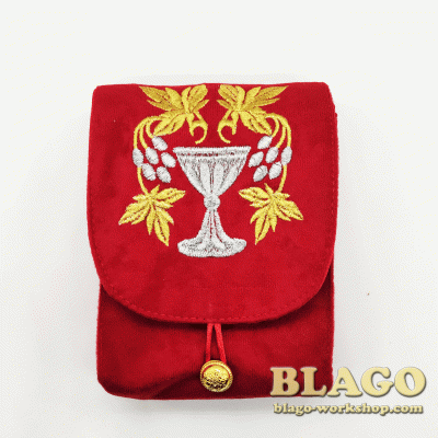 Velvet Case with Grape Embroidery red, 11,5х4х16 cm