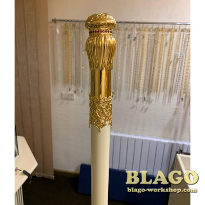 Посох латунний з позолотою та камінням, 145 см Посох латунний з позолотою та камінням, 145 см