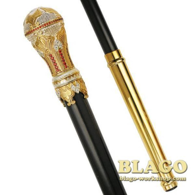 Jewelry Bishop crosier for priests with gilding and stones, 145 cm