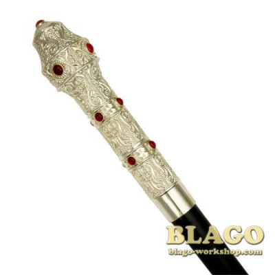 Посох латунный, посеребренный, 145 см