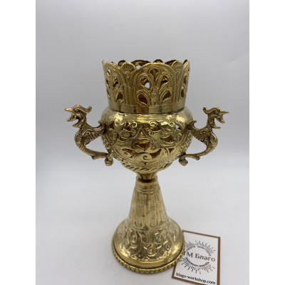 Лампада на довгій ніжці Греція, латунь, 7,5х18 см