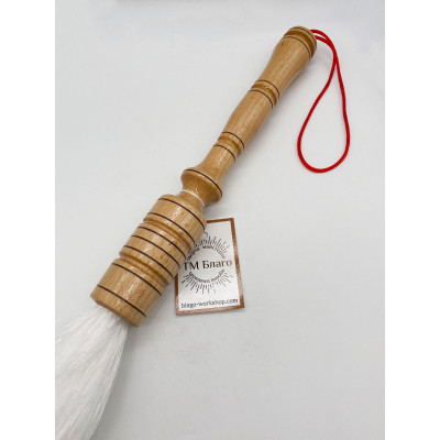 Кропило (штучний ворс) з дерев’яною різьбленою ручкою, 37 см Кропило (штучний ворс) з дерев’яною різьбленою ручкою, 37 см