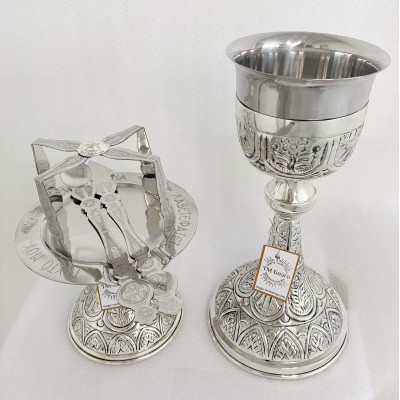  Євхаристичний набір Грецький з чеканкою, нікель, 1000 мл