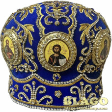  Blue miter with decorative stones and icons №4