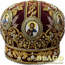  Burgundy miter with decorative stones and icon №12